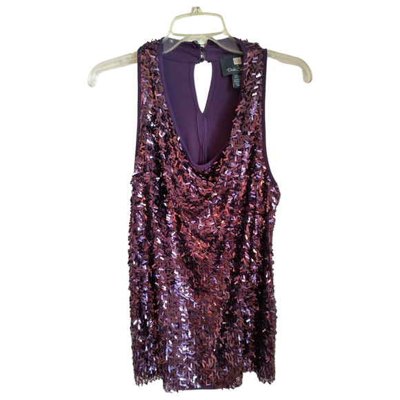 DS by Debbie Shuchat Sequin Tank Top Women's Size M Purple Sleeveless Party Cami - Picture 8 of 16